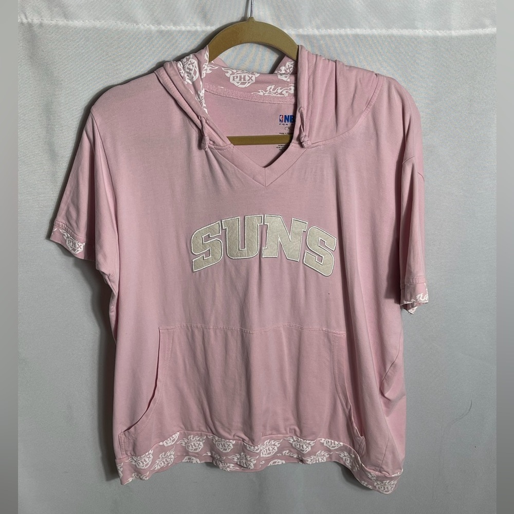 NBA For Her Phoenix Suns Pink Hooded Tee XL V Neck Short Sleeve